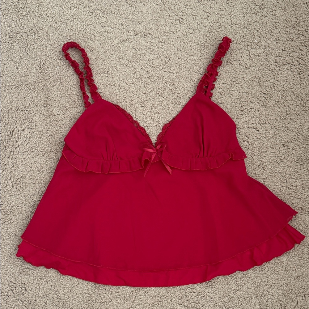 Motel Rocks Red Lace Trim Camisole